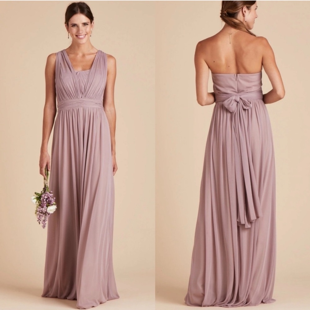 NWT Birdy Grey Chicky Mauve Convertible Chiffon Bridesmaid Maxi Dress Sz Medium